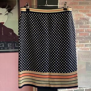 Sparrow Navy and Orange Polka Dot Knit Skirt